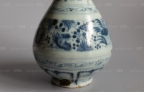 明代 早期 青花 荷塘鸳鸯 玉壶春酒瓶 NO.7364【待鉴】