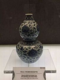 明·弘治青花缠枝莲纹葫芦瓶|天津博物馆