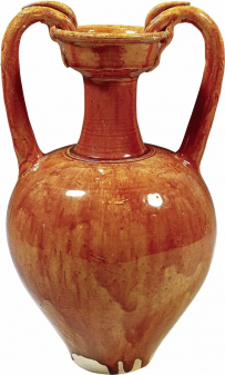 唐·红釉双龙尊 唐恭陵出土