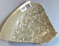 宋代 耀州窑 超薄胎 刻花 盏 7127